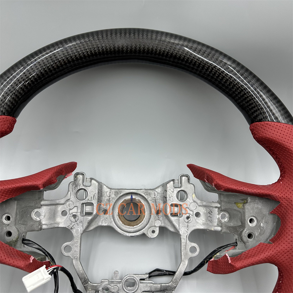Customized Black forged carbon fiber red Perforated leather steering wheel for 2019 Lexus ES350 with heating