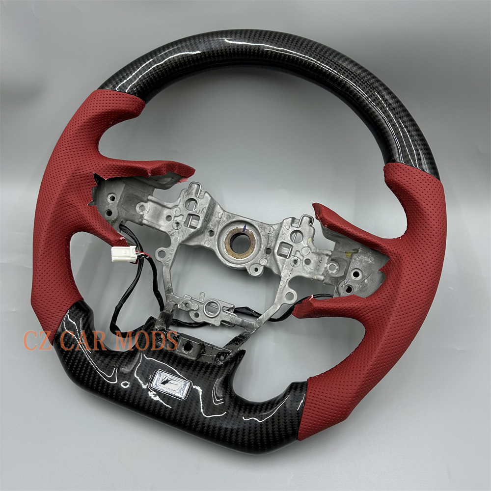 Customized Black forged carbon fiber red Perforated leather steering wheel for 2019 Lexus ES350 with heating