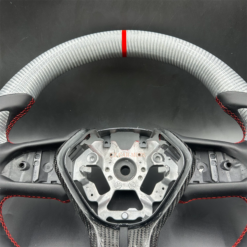 Customized silvery Carbon Fiber Smooth Leather red Stitch red Strip Steering Wheel Fit For Infiniti 2021 Q60