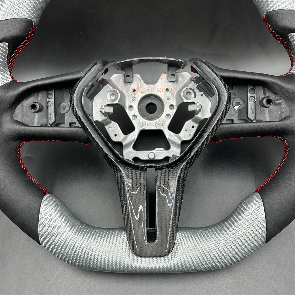 Customized silvery Carbon Fiber Smooth Leather red Stitch red Strip Steering Wheel Fit For Infiniti 2021 Q60