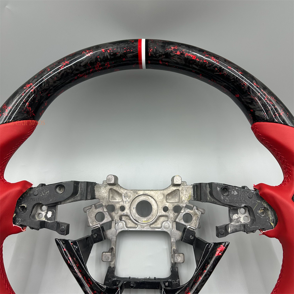 Customized black Forged Carbon Fiber red leather Steering Wheel Fit For Honda Accord 2018-2023