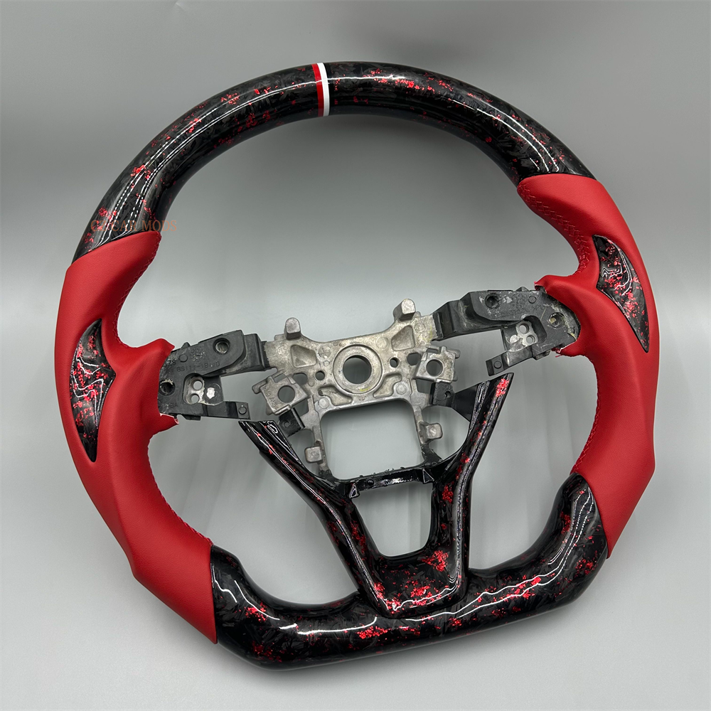 Customized black Forged Carbon Fiber red leather Steering Wheel Fit For Honda Accord 2018-2023