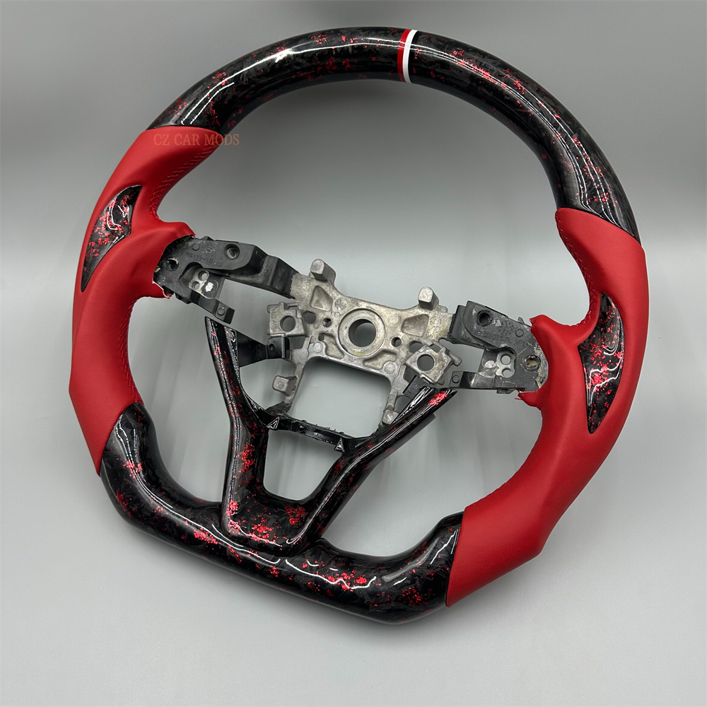 Customized black Forged Carbon Fiber red leather Steering Wheel Fit For Honda Accord 2018-2023