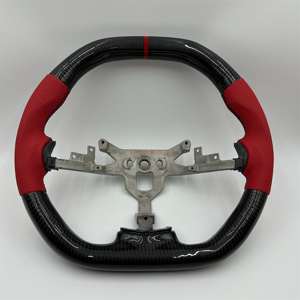 Customized black Carbon Fiber red Perforated Leather red strip Steering Wheel Fit For Chevrolet Corvette c6