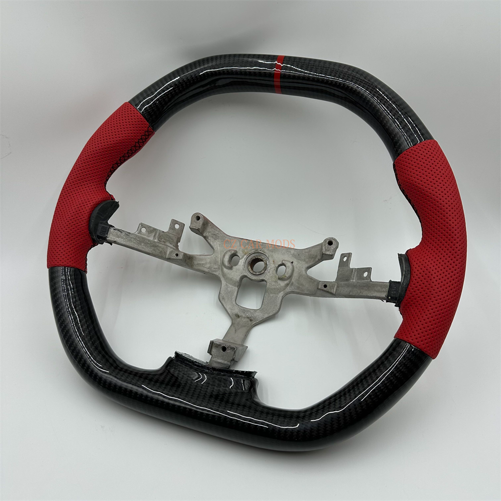Customized black Carbon Fiber red Perforated Leather red strip Steering Wheel Fit For Chevrolet Corvette c6