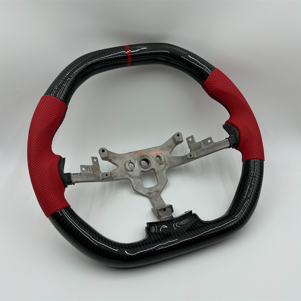 Customized black Carbon Fiber red Perforated Leather red strip Steering Wheel Fit For Chevrolet Corvette c6