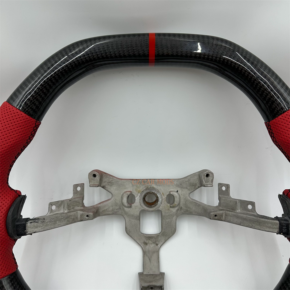 Customized black Carbon Fiber red Perforated Leather red strip Steering Wheel Fit For Chevrolet Corvette c6