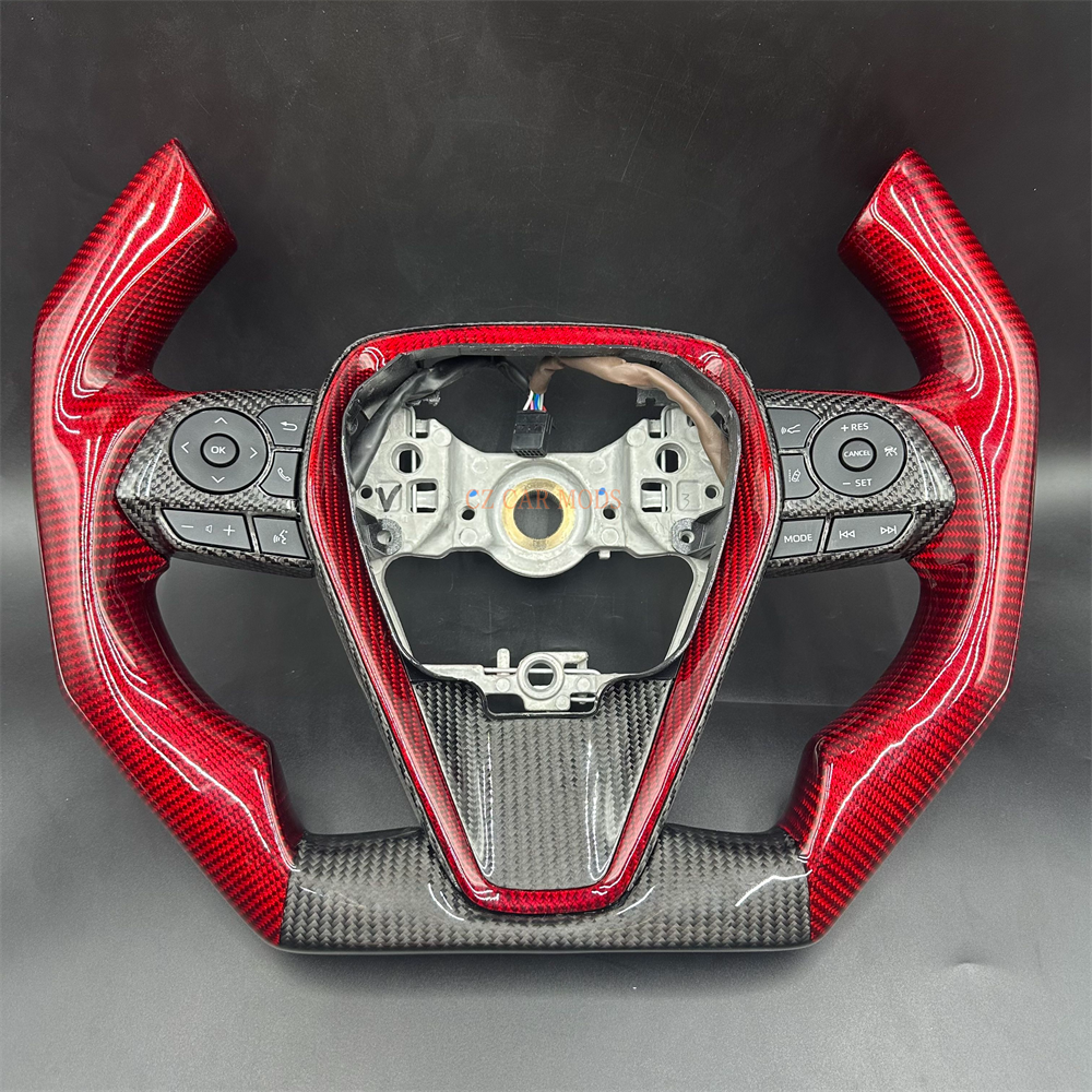Customized black red Carbon Fiber Black Steering Wheel Fit For Toyota Camry 2018 2019 2020 2021 2022 2023