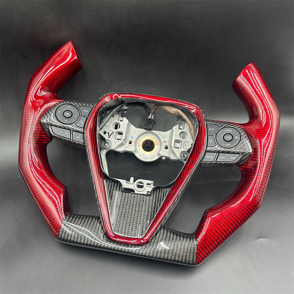 Customized black red Carbon Fiber Black Steering Wheel Fit For Toyota Camry 2018 2019 2020 2021 2022 2023