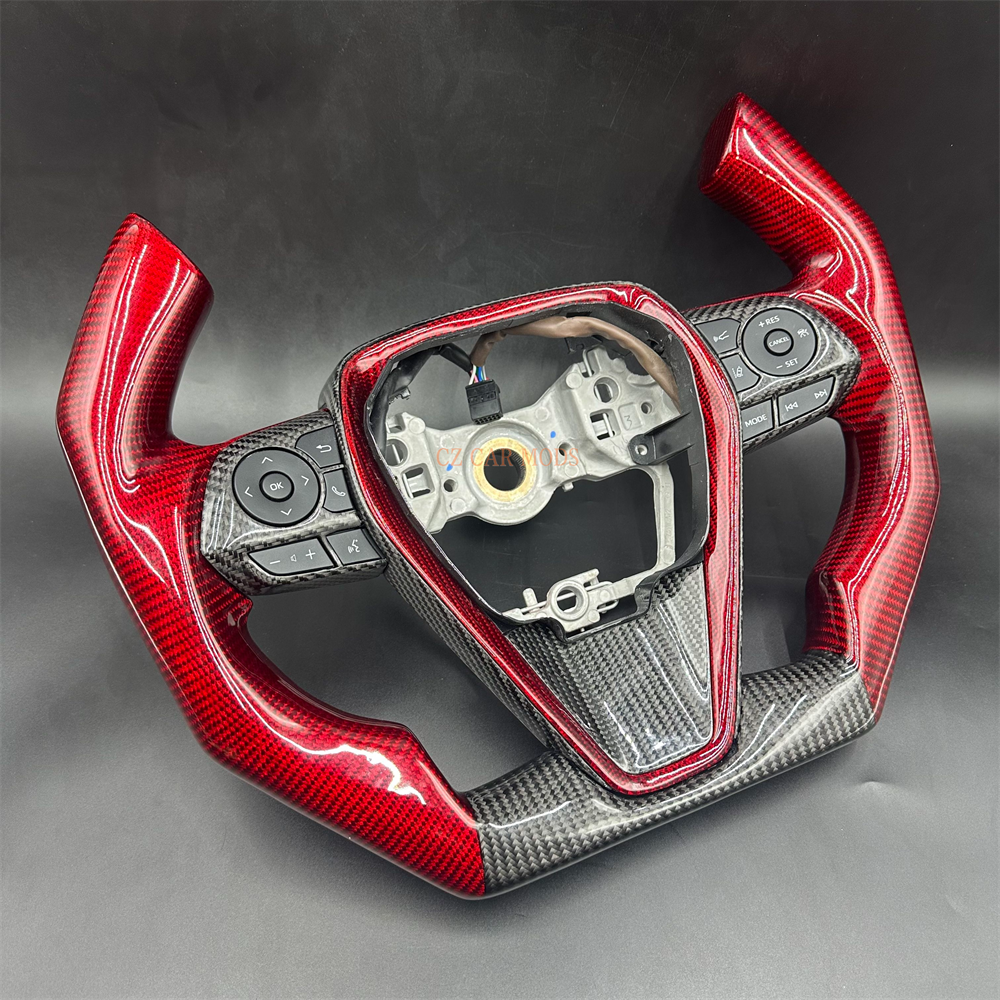 Customized black red Carbon Fiber Black Steering Wheel Fit For Toyota Camry 2018 2019 2020 2021 2022 2023
