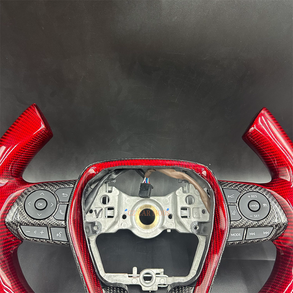 Customized black red Carbon Fiber Black Steering Wheel Fit For Toyota Camry 2018 2019 2020 2021 2022 2023