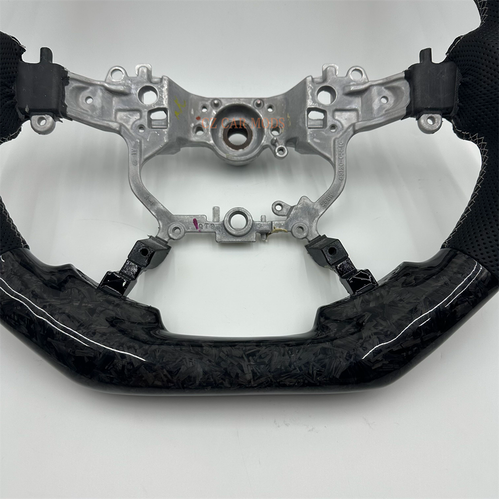 Customized black Forged Carbon Fiber leather Steering Wheel Fit For Land Cruiser prado