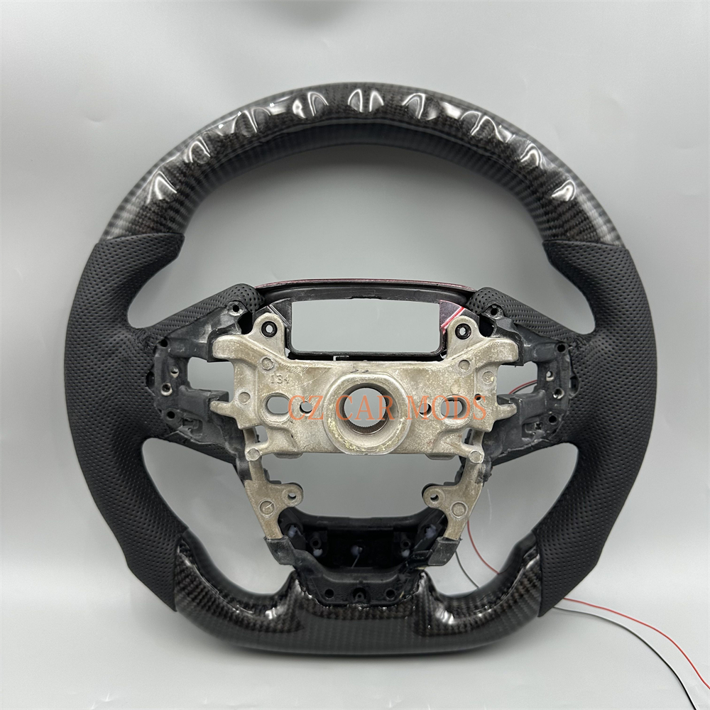 Customized Black carbon fiber Perforated leather LED steering wheel for 2016 2017 2018 2019 2020 2021 Honda Civic