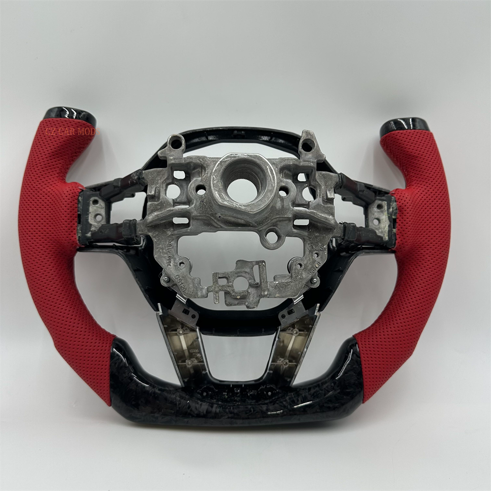 Customized black Carbon Fiber red Perforated Leather Steering Wheel Fit For Honda Civic 2022-2025