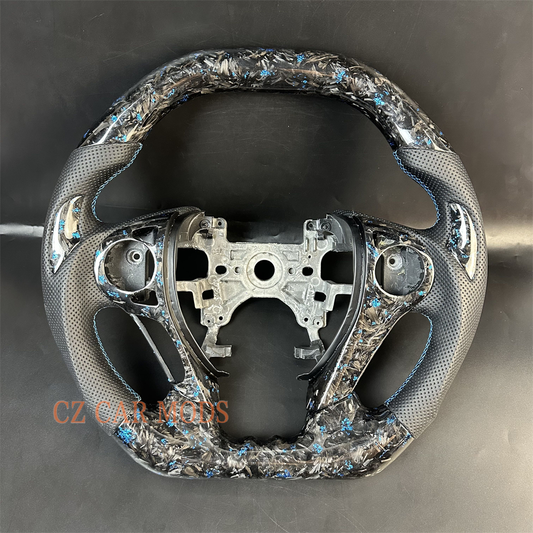 Customized Black Forged carbon fiber Perforated leather steering wheel for 2013 2014 2015 2016 2017 Honda Accord