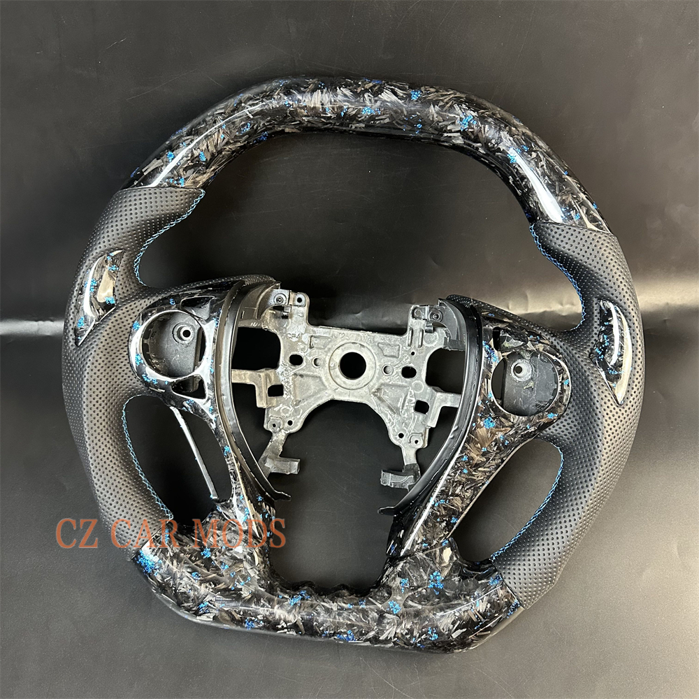 Customized Black Forged carbon fiber Perforated leather steering wheel for 2013 2014 2015 2016 2017 Honda Accord
