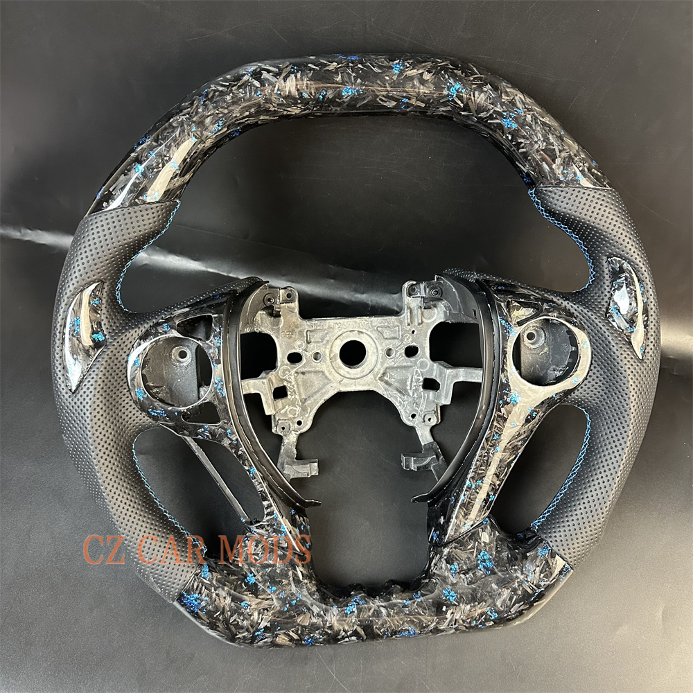 Customized Black Forged carbon fiber Perforated leather steering wheel for 2013 2014 2015 2016 2017 Honda Accord