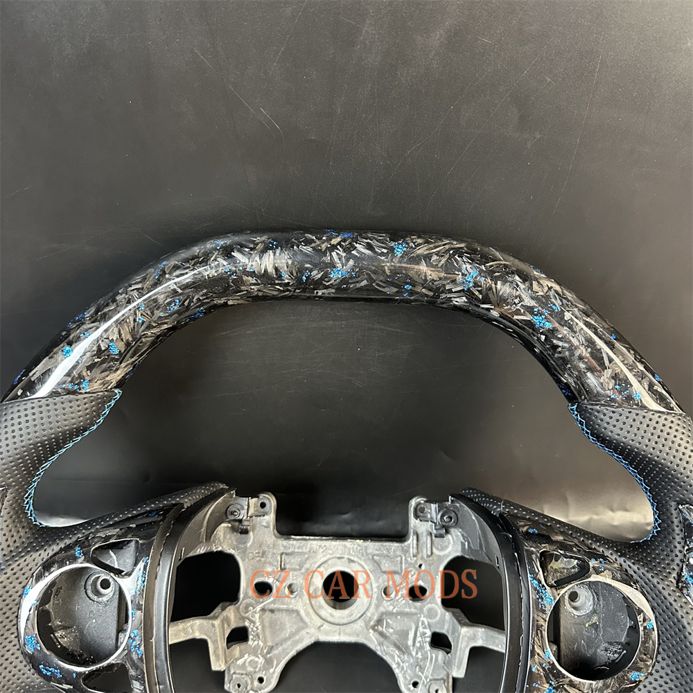 Customized Black Forged carbon fiber Perforated leather steering wheel for 2013 2014 2015 2016 2017 Honda Accord