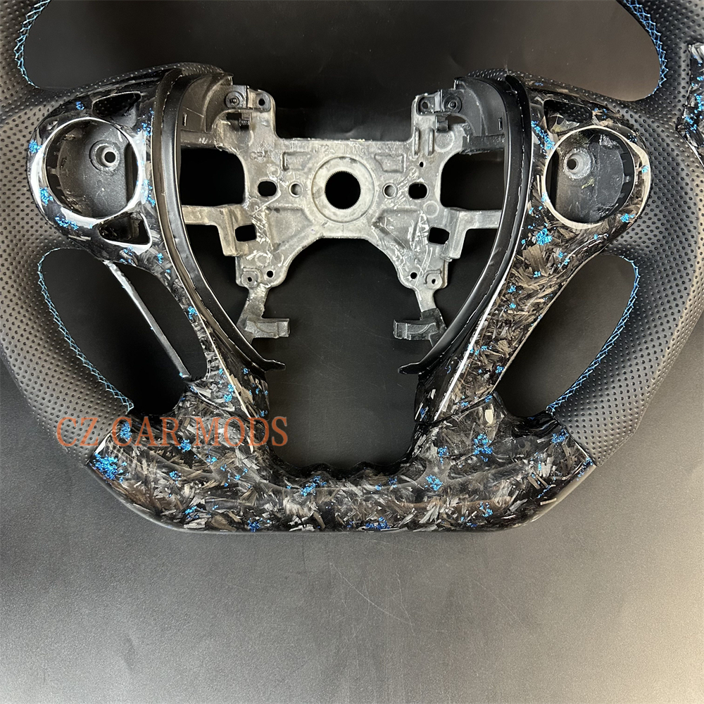 Customized Black Forged carbon fiber Perforated leather steering wheel for 2013 2014 2015 2016 2017 Honda Accord