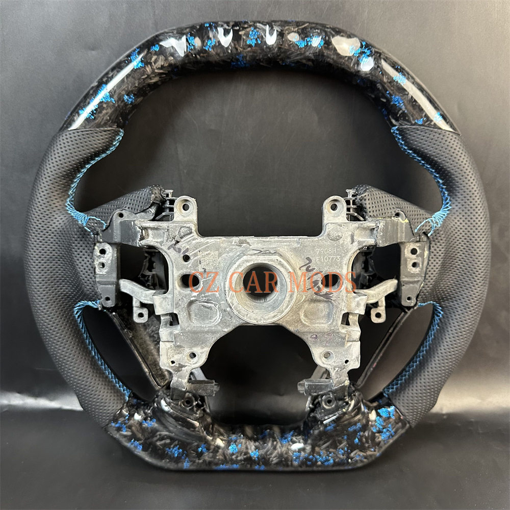 Customized Black Forged carbon fiber Perforated leather steering wheel for 2013 2014 2015 2016 2017 Honda Accord