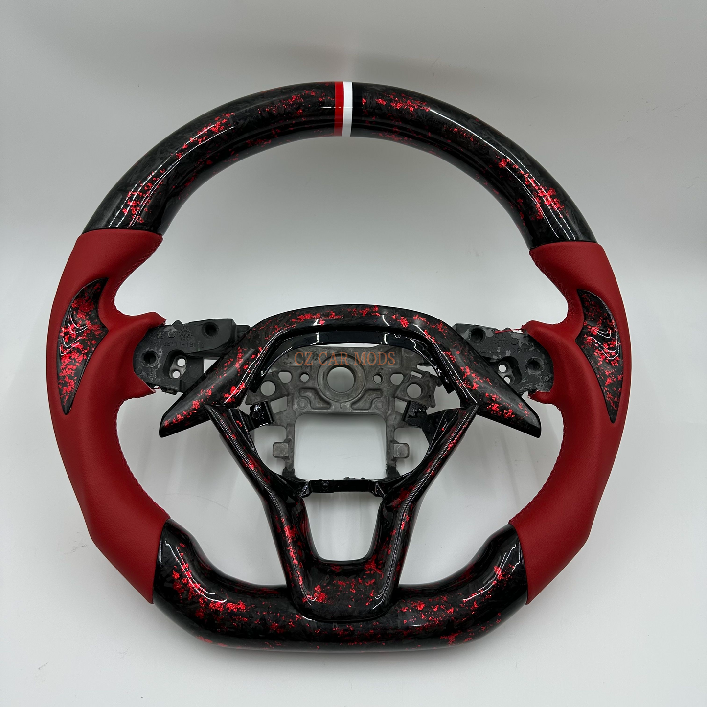 Customized black Forged Carbon Fiber red Smooth Leather red white strip Steering Wheel Fit For Honda Accord 2018 2019 2020 2021 2022 2023