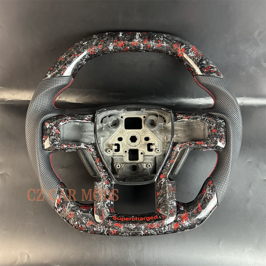Customized Black forged carbon fiber Perforated leather steering wheel for 2010 2011 2012 2013 2014 2015 Ford F150