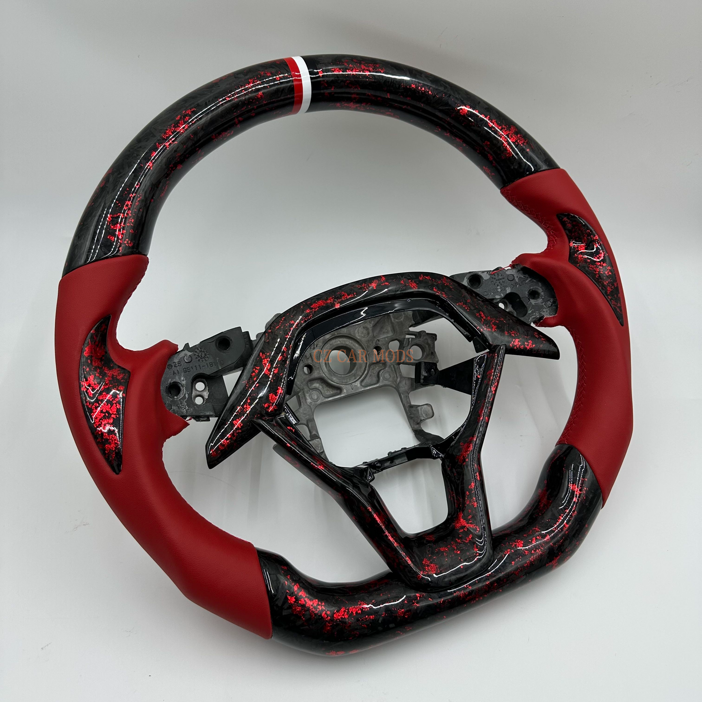 Customized black Forged Carbon Fiber red Smooth Leather red white strip Steering Wheel Fit For Honda Accord 2018 2019 2020 2021 2022 2023