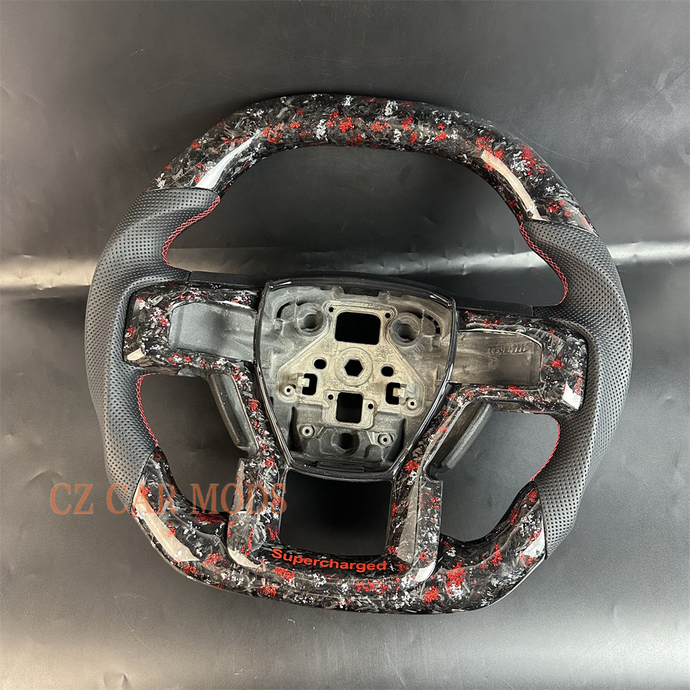 Customized Black forged carbon fiber Perforated leather steering wheel for 2010 2011 2012 2013 2014 2015 Ford F150