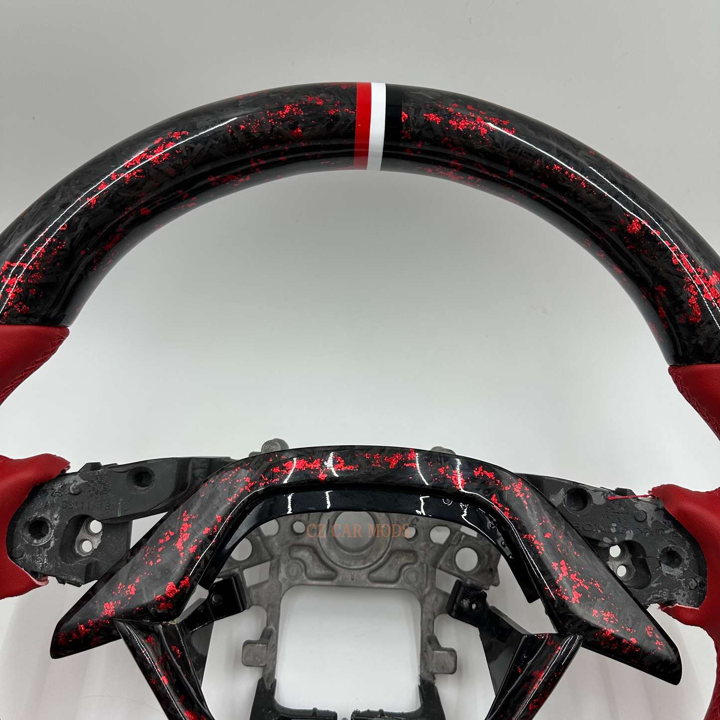 Customized black Forged Carbon Fiber red Smooth Leather red white strip Steering Wheel Fit For Honda Accord 2018 2019 2020 2021 2022 2023