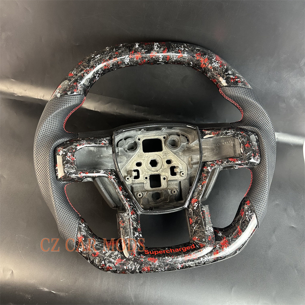 Customized Black forged carbon fiber Perforated leather steering wheel for 2010 2011 2012 2013 2014 2015 Ford F150