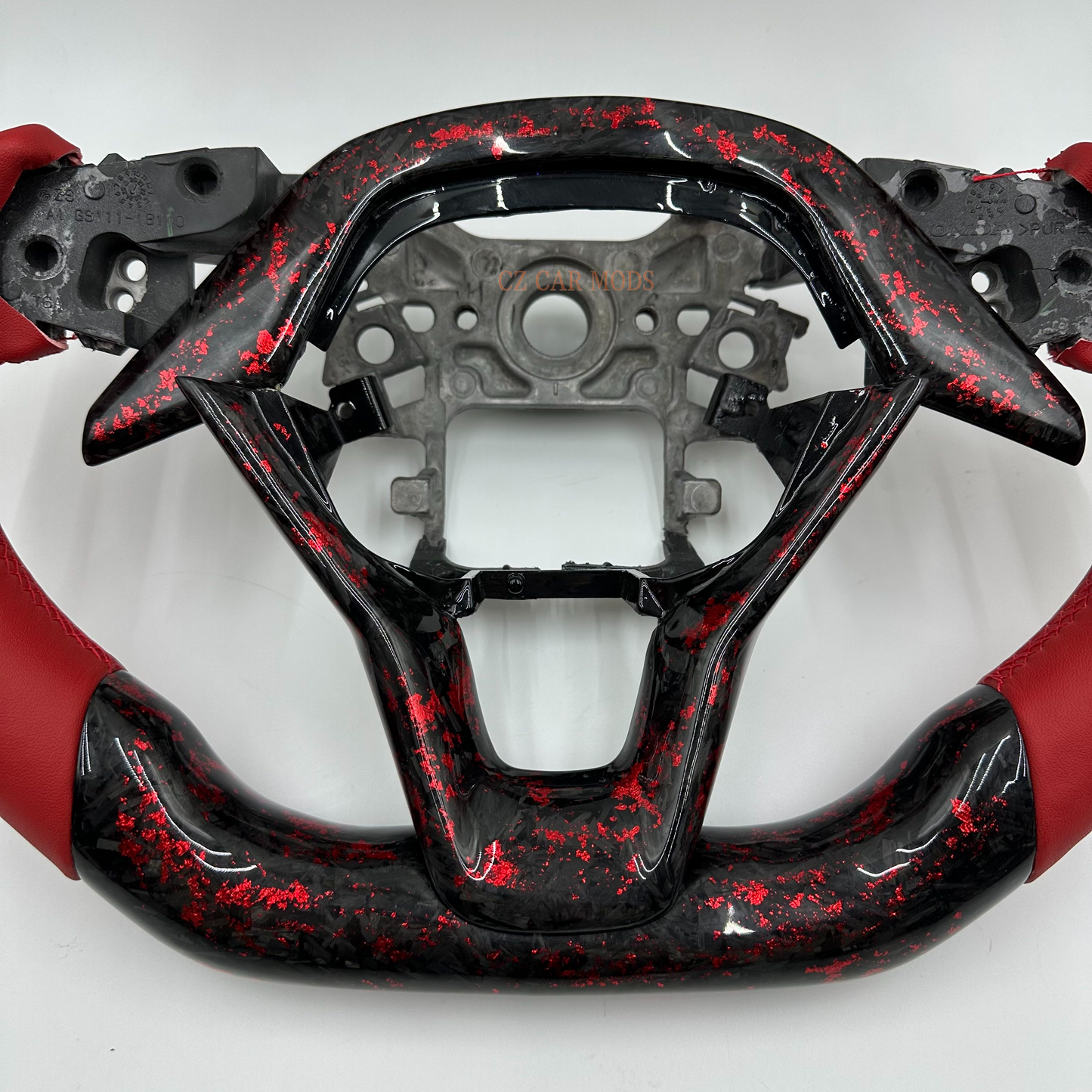 Customized black Forged Carbon Fiber red Smooth Leather red white strip Steering Wheel Fit For Honda Accord 2018 2019 2020 2021 2022 2023