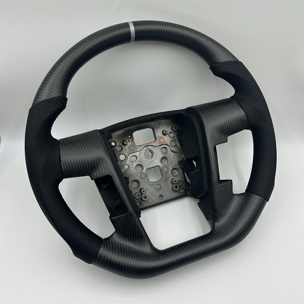 Customized black Carbon Fiber Perforated Leather white strip Steering Wheel Fit For 2014 Ford Raptor F150