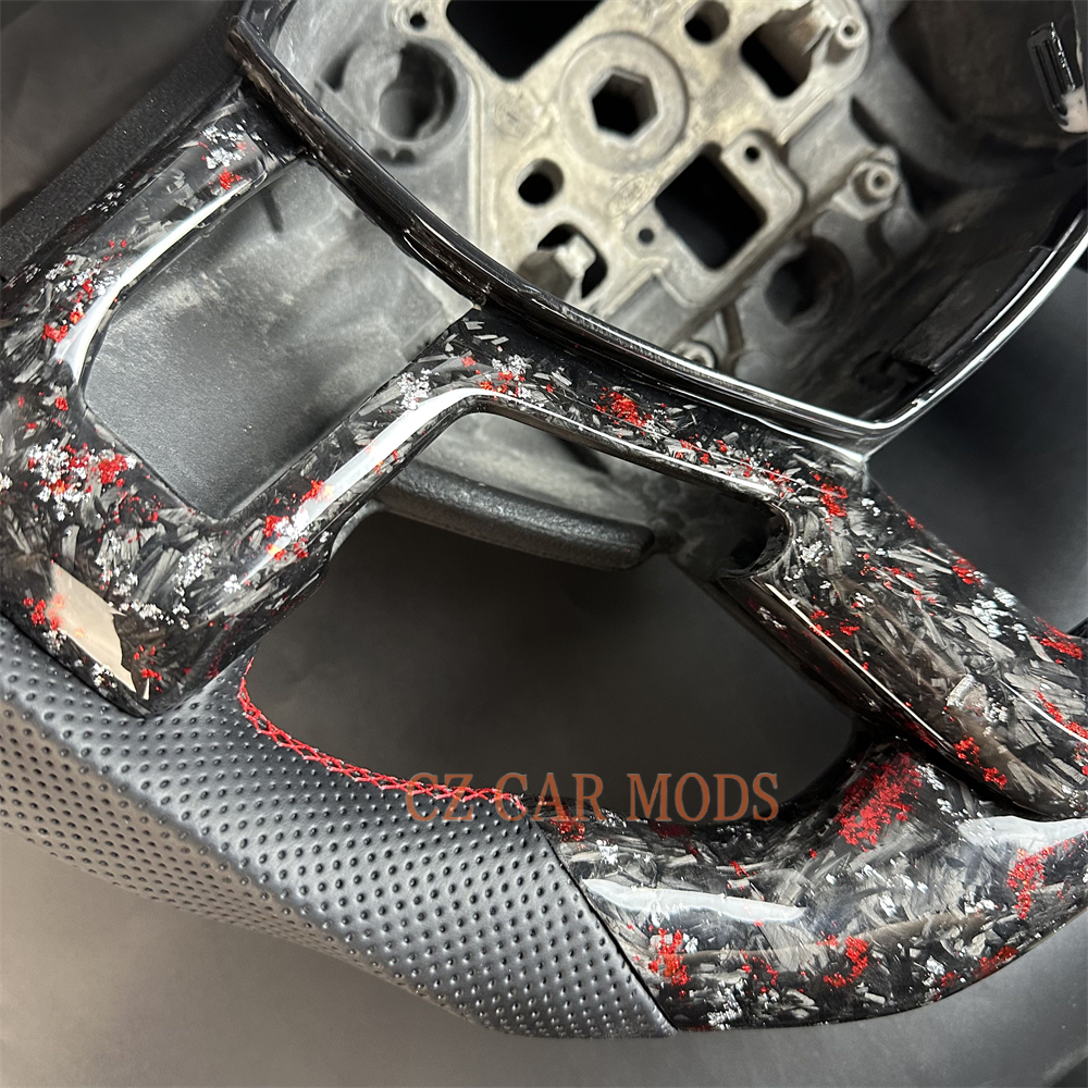 Customized Black forged carbon fiber Perforated leather steering wheel for 2010 2011 2012 2013 2014 2015 Ford F150