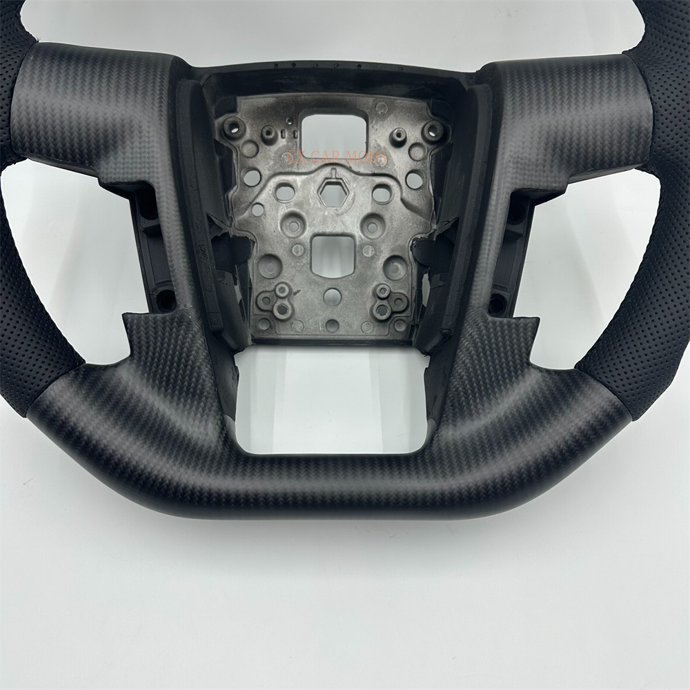 Customized black Carbon Fiber Perforated Leather white strip Steering Wheel Fit For 2014 Ford Raptor F150