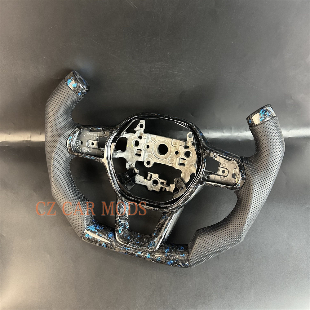 Customized Black forged carbon fiber Perforated leather steering wheel for 2022 2023 2024 2025 honda civic