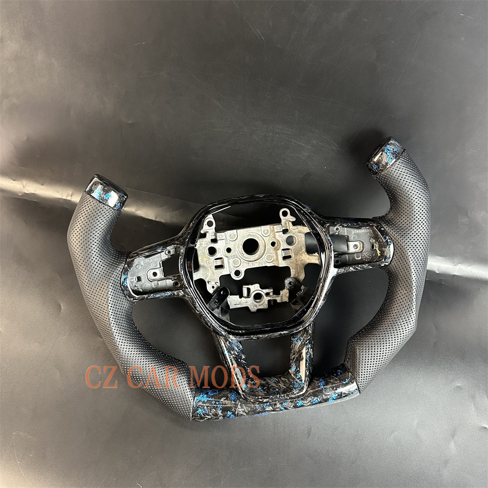 Customized Black forged carbon fiber Perforated leather steering wheel for 2022 2023 2024 2025 honda civic