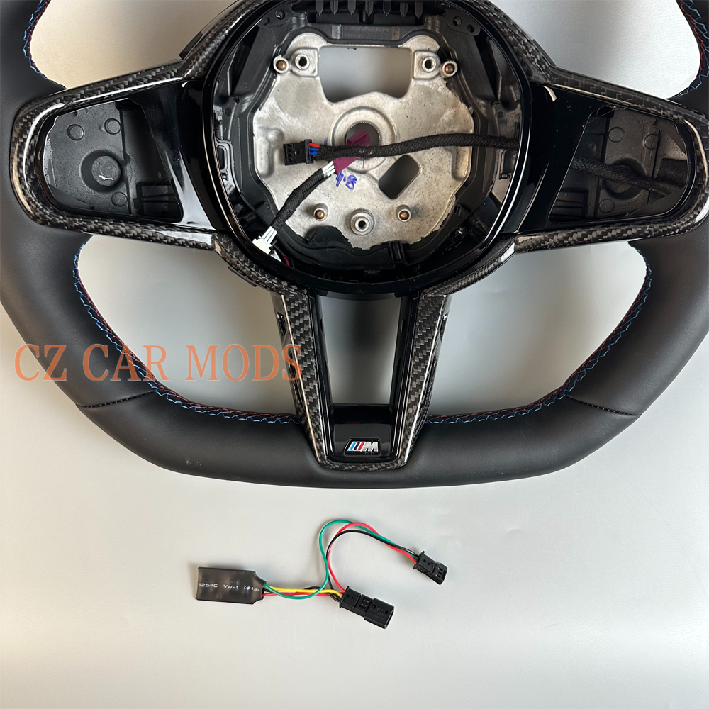 customized black Leather red strip Steering Wheel For 2020 2021 2022 2023 2024 2025 BMW