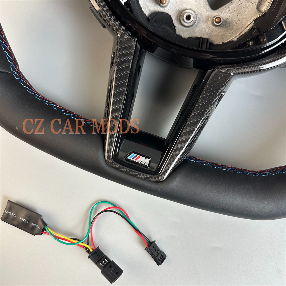customized black Leather red strip Steering Wheel For 2020 2021 2022 2023 2024 2025 BMW