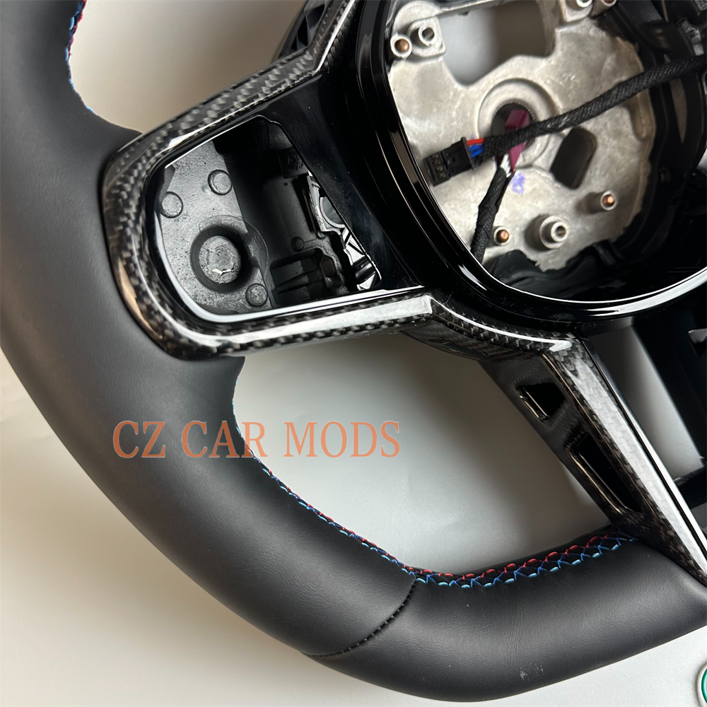 customized black Leather red strip Steering Wheel For 2020 2021 2022 2023 2024 2025 BMW