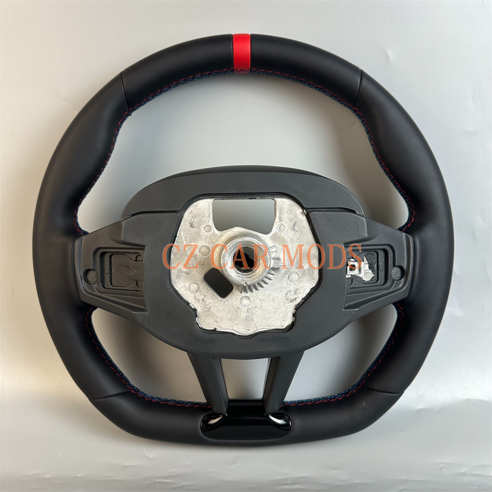 customized black Leather red strip Steering Wheel For 2020 2021 2022 2023 2024 2025 BMW