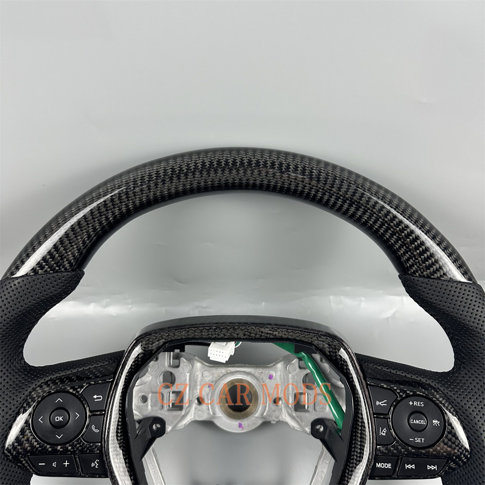customized black carbon fiber perforated leather For 2018 2019 2020 2021 2022 2023 Toyota Camry steering wheel