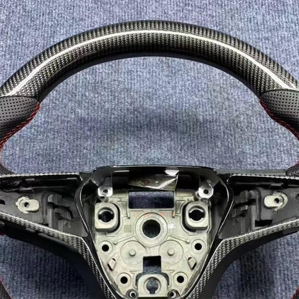 Customized black Carbon Fiber Perforated Leather red stitch Steering Wheel Fit For Audi A3 A4 A5 A6