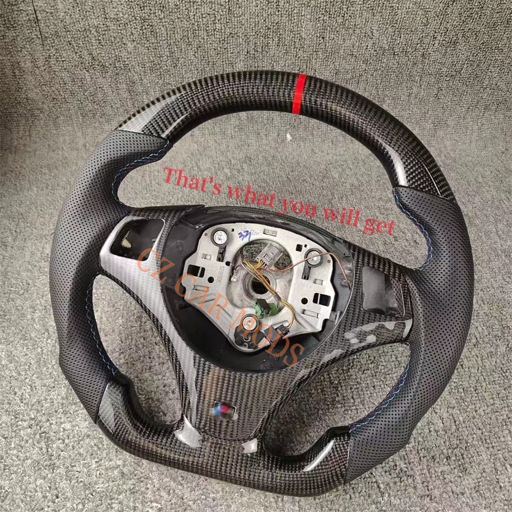 Customized Carbon Fiber Steering Wheel Auto Accessory Original Steering Wheel For BMW 3 Series E90 E92 E82 E87 328i 2007 2008 2009 2010 2011 2012 2013 Re-manufactured Steering Wheel