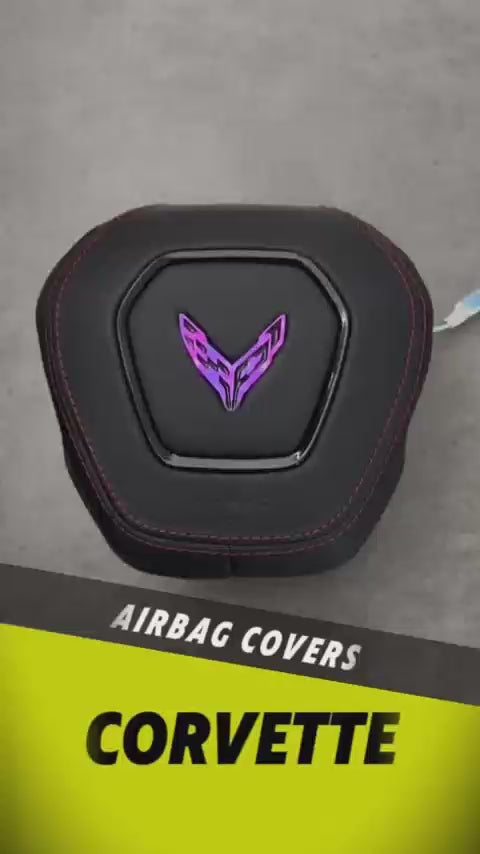 Black leather red stitch LED Luminous Steering Wheel Airbag Cover Designed Specifically for Chevrolet Corvette