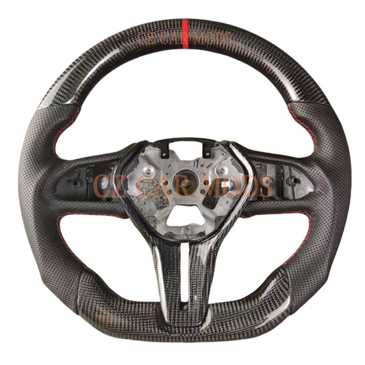 Custom Brand New Real 100% Carbon Fiber Steering Wheel With Red Center Strip For 2018 2019 2020 2021 2022 2023 2024 INFINITI Q50 Q60 QX60 QX50 Auto Accessory Steering Wheel Steering Wheel