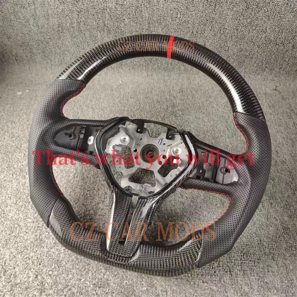 Custom Brand New Real 100% Carbon Fiber Steering Wheel With Red Center Strip For 2018 2019 2020 2021 2022 2023 2024 INFINITI Q50 Q60 QX60 QX50 Auto Accessory Steering Wheel Steering Wheel