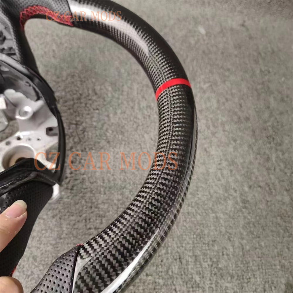 Custom Brand New Real 100% Carbon Fiber Steering Wheel With Red Center Strip For 2018 2019 2020 2021 2022 2023 2024 INFINITI Q50 Q60 QX60 QX50 Auto Accessory Steering Wheel Steering Wheel