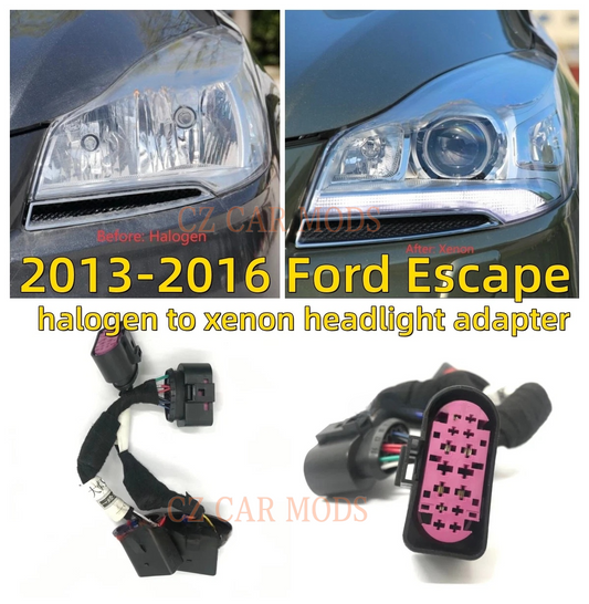 Adarter Wire Harness for 2013 2014 2015 2016 Ford Escape Kuga Headlight Halogen to Xenon