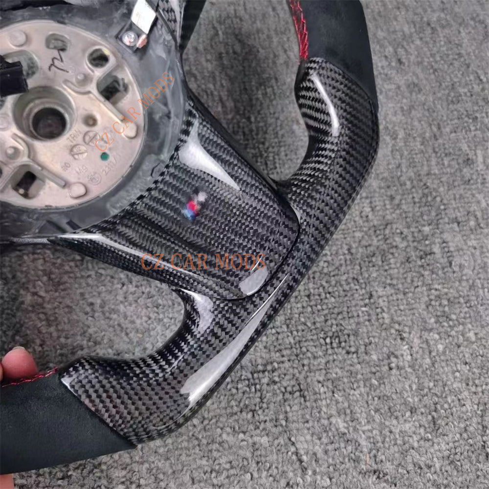 Custom Red Strip Real Carbon Fiber Steering Wheel For BMW Z4 E86 2009 2010 2011 2012 2013 2014 2015 2016 Auto Accessory Original Steering Wheel Remanufactured
