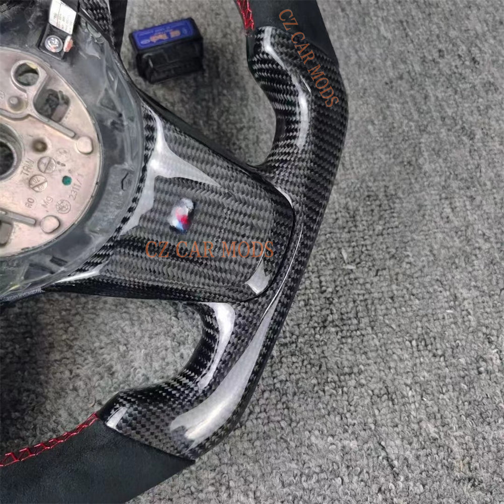 Custom Red Strip Real Carbon Fiber Steering Wheel For BMW Z4 E86 2009 2010 2011 2012 2013 2014 2015 2016 Auto Accessory Original Steering Wheel Remanufactured